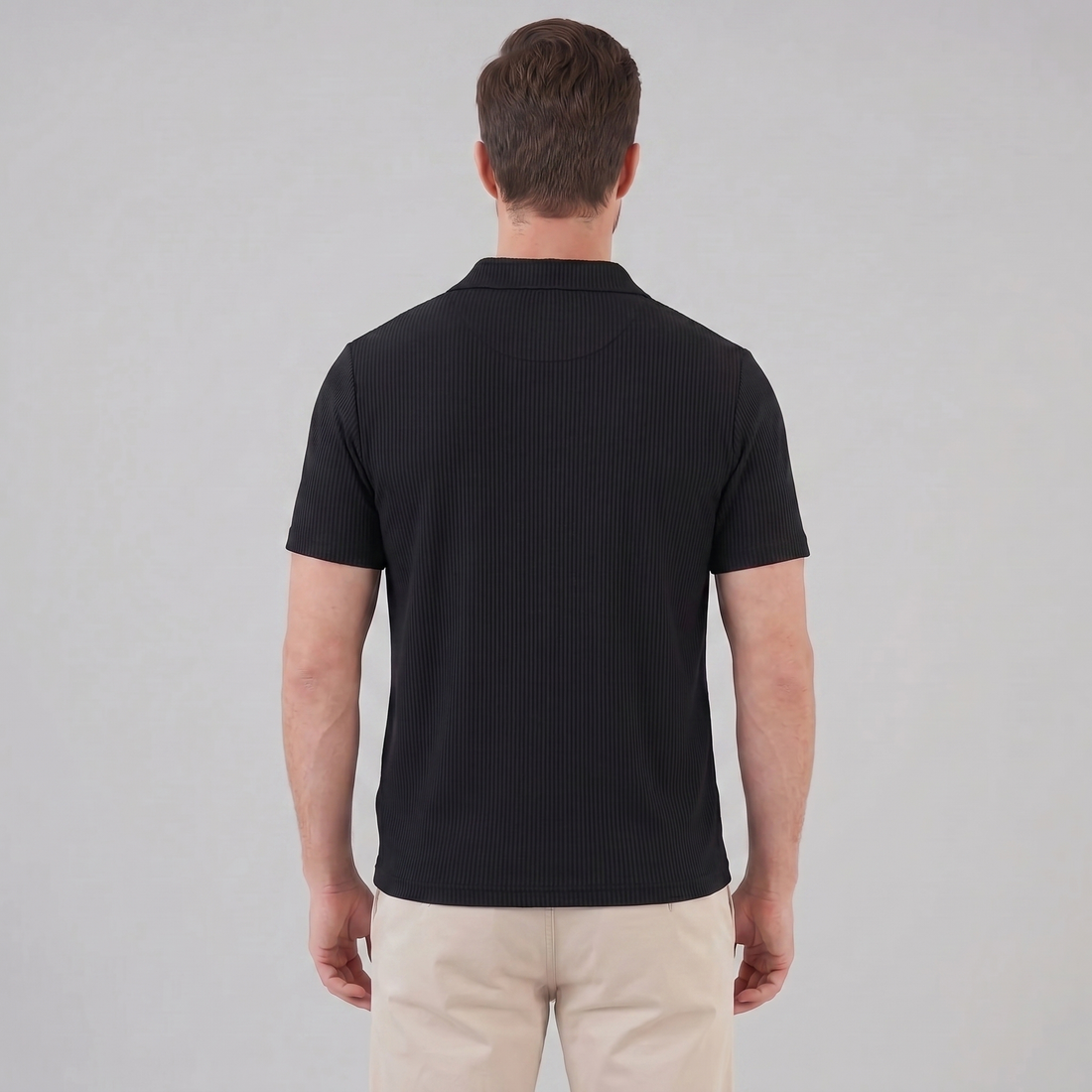 Men's Waffle Knit Open Collar Polo