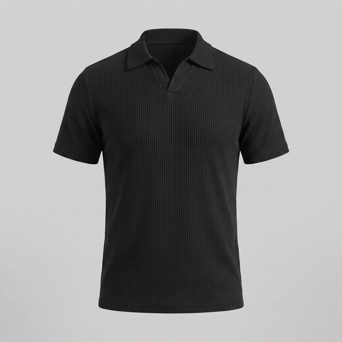 Men's Waffle Knit Open Collar Polo