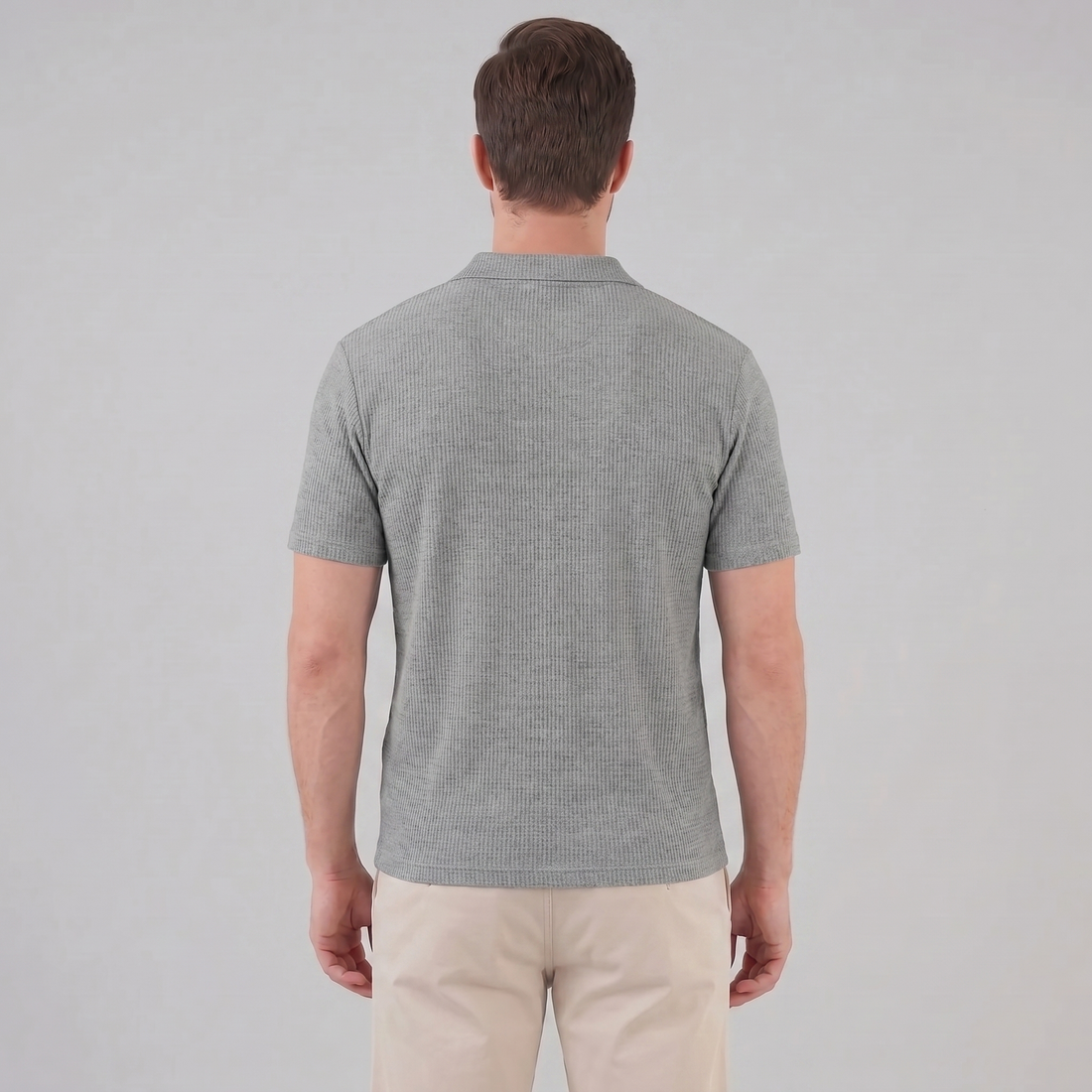 Men's Waffle Knit Open Collar Polo