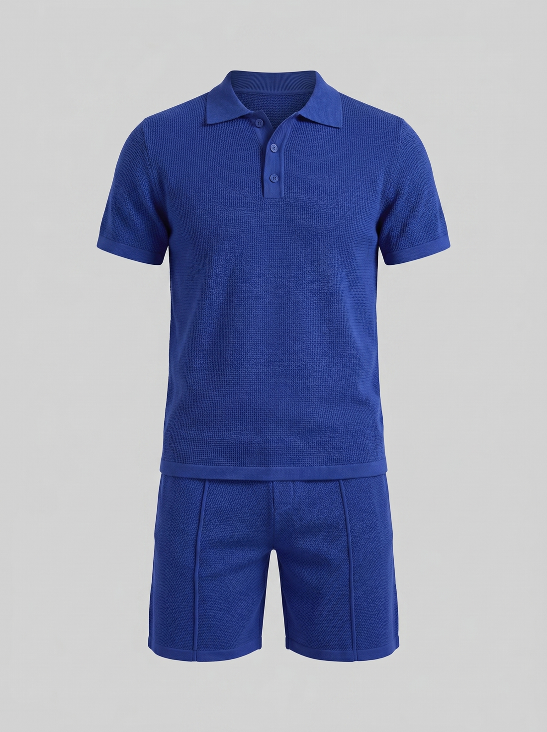 Men's Waffle Knit Polo and Shorts Set