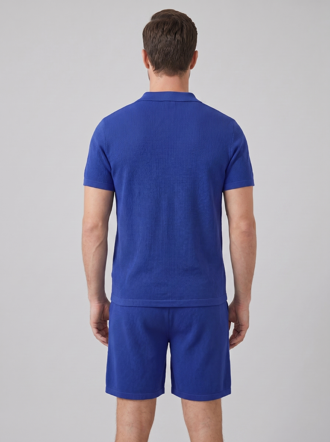 Men's Waffle Knit Polo and Shorts Set
