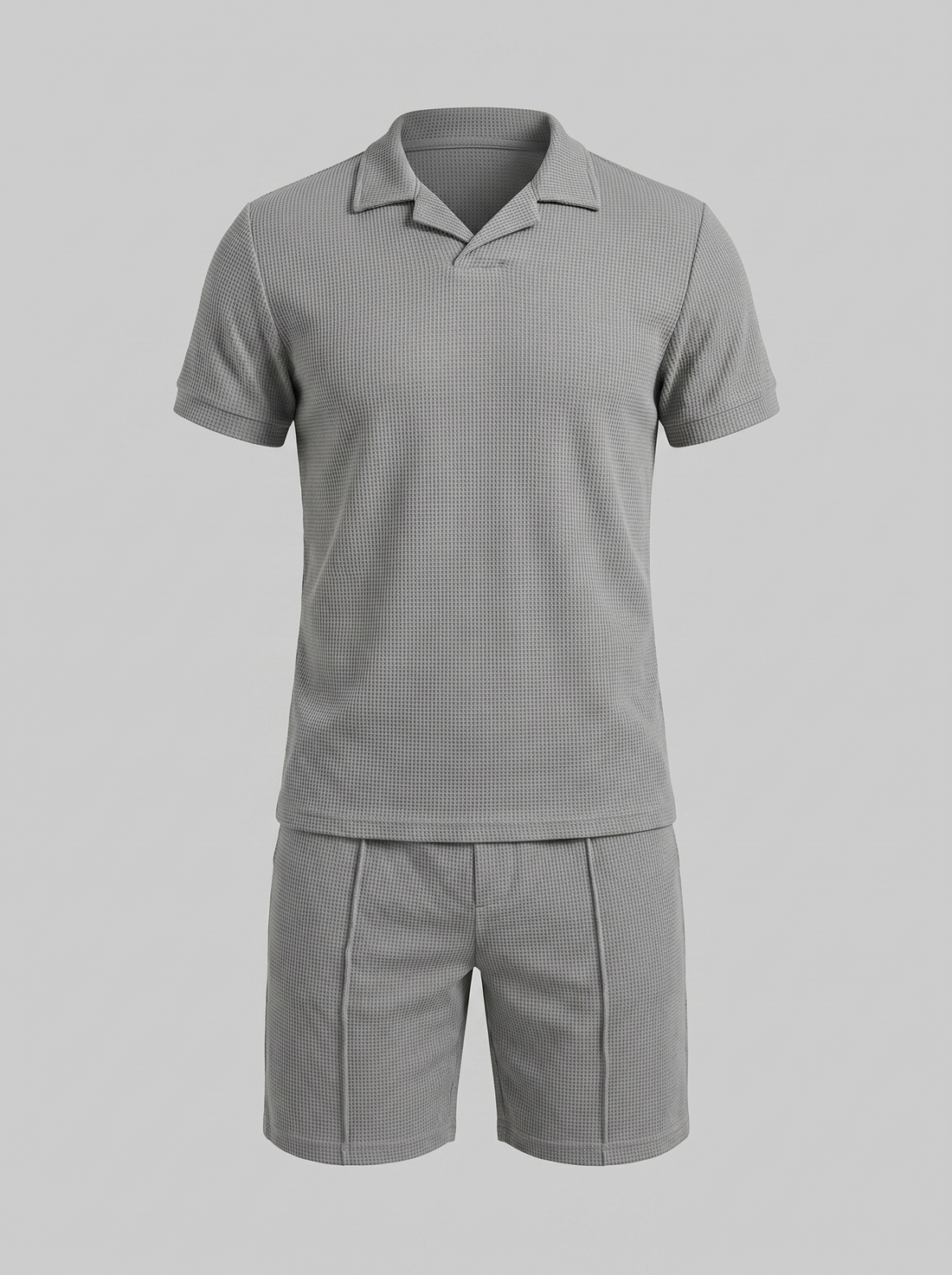 Men's Waffle Knit Polo and Shorts Set