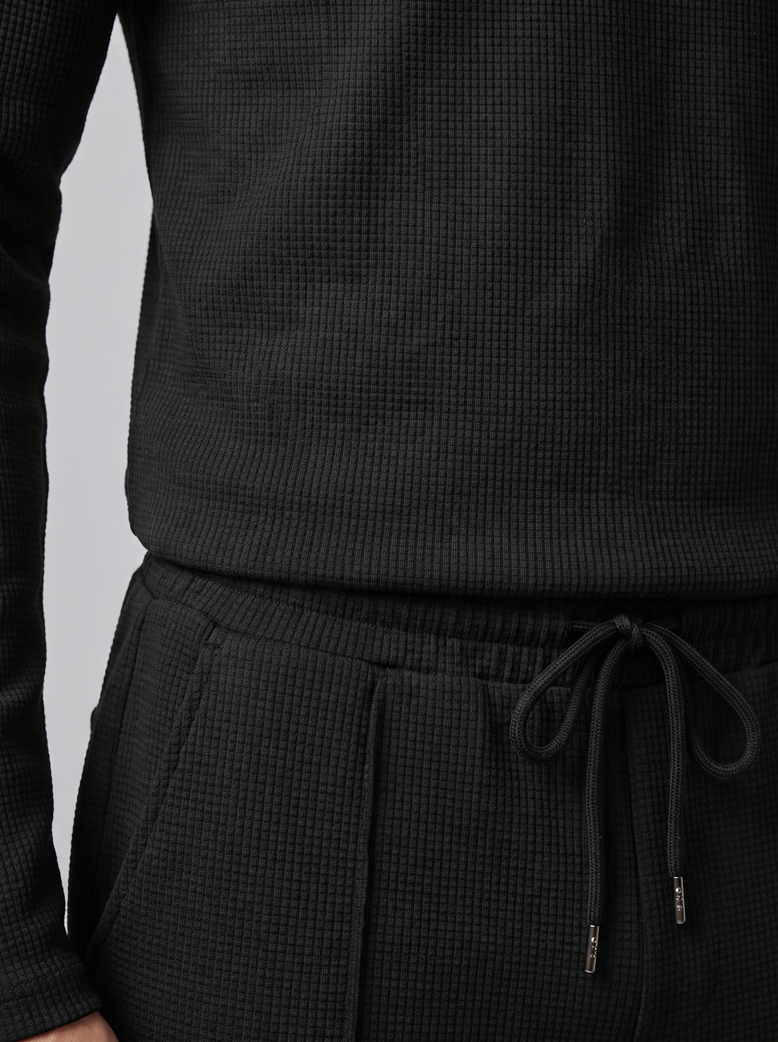 Men's Waffle Knit Quarter-Zip Tracksuit Set