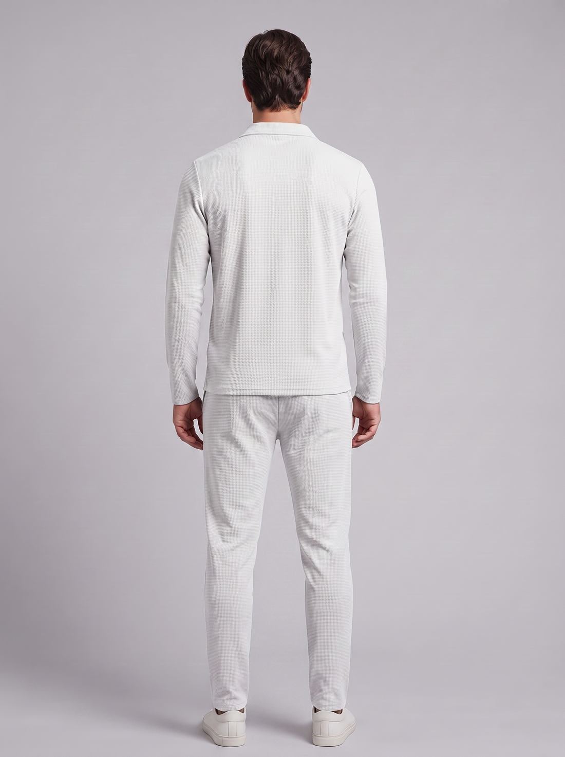Men's Waffle Knit Quarter-Zip Tracksuit Set
