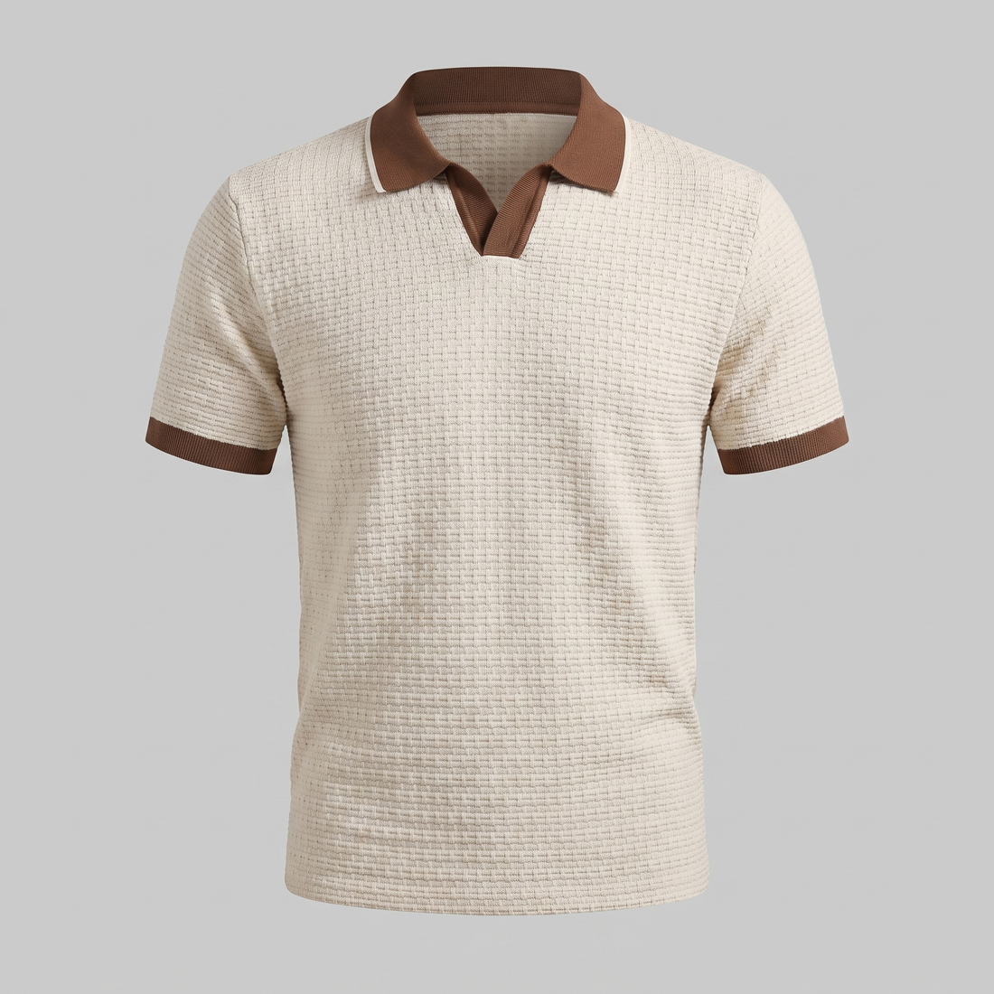 Men's Weave Contrast Trim Polo Shirt