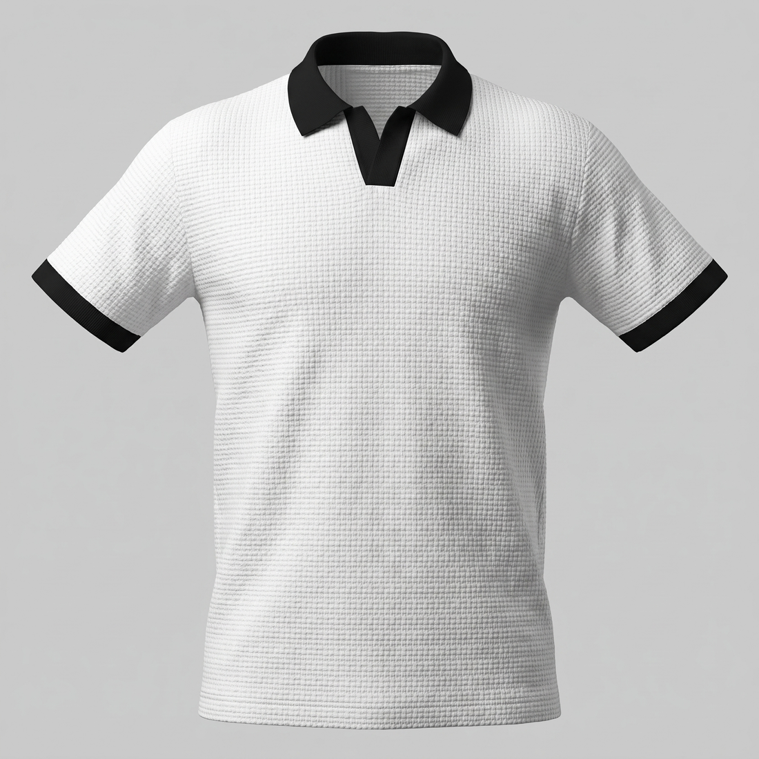 Men's Weave Contrast Trim Polo Shirt