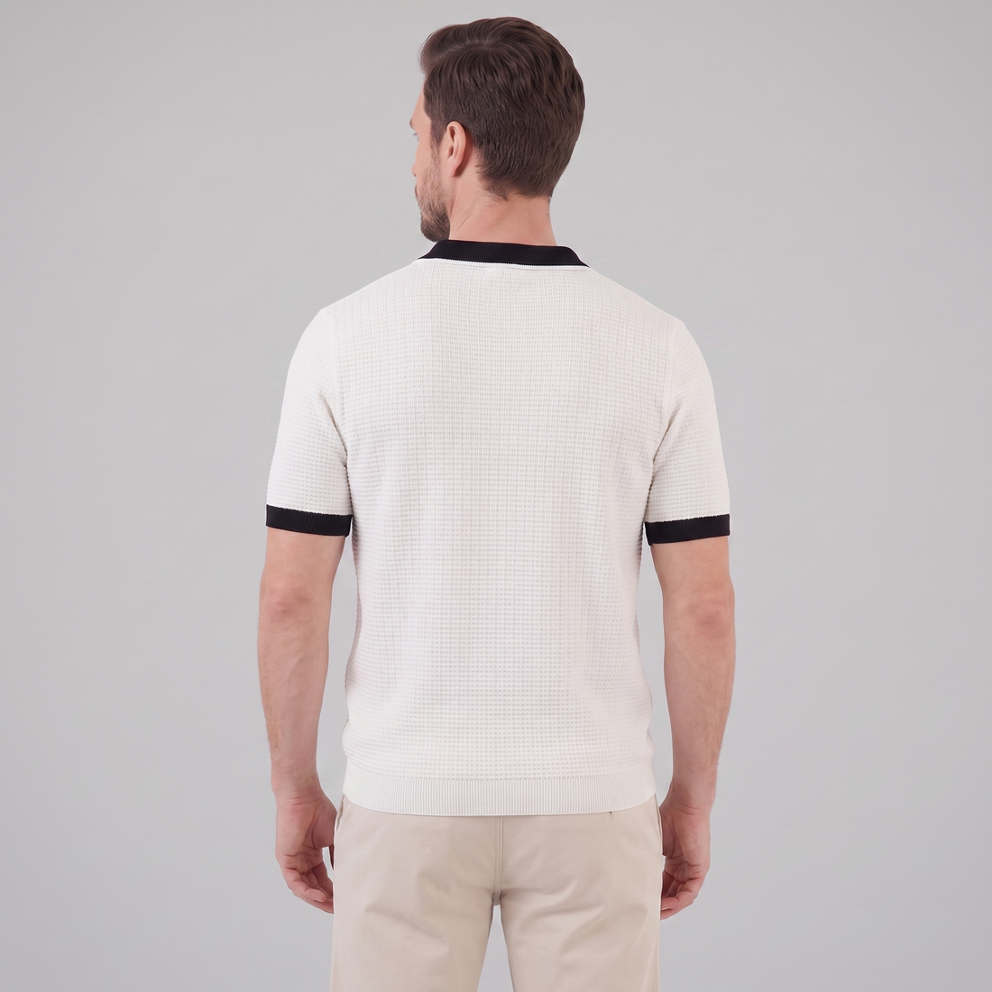 Men's Weave Contrast Trim Polo Shirt