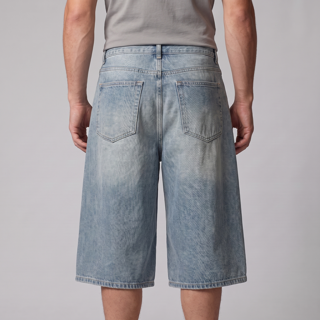 Men's Wide Leg Denim Shorts