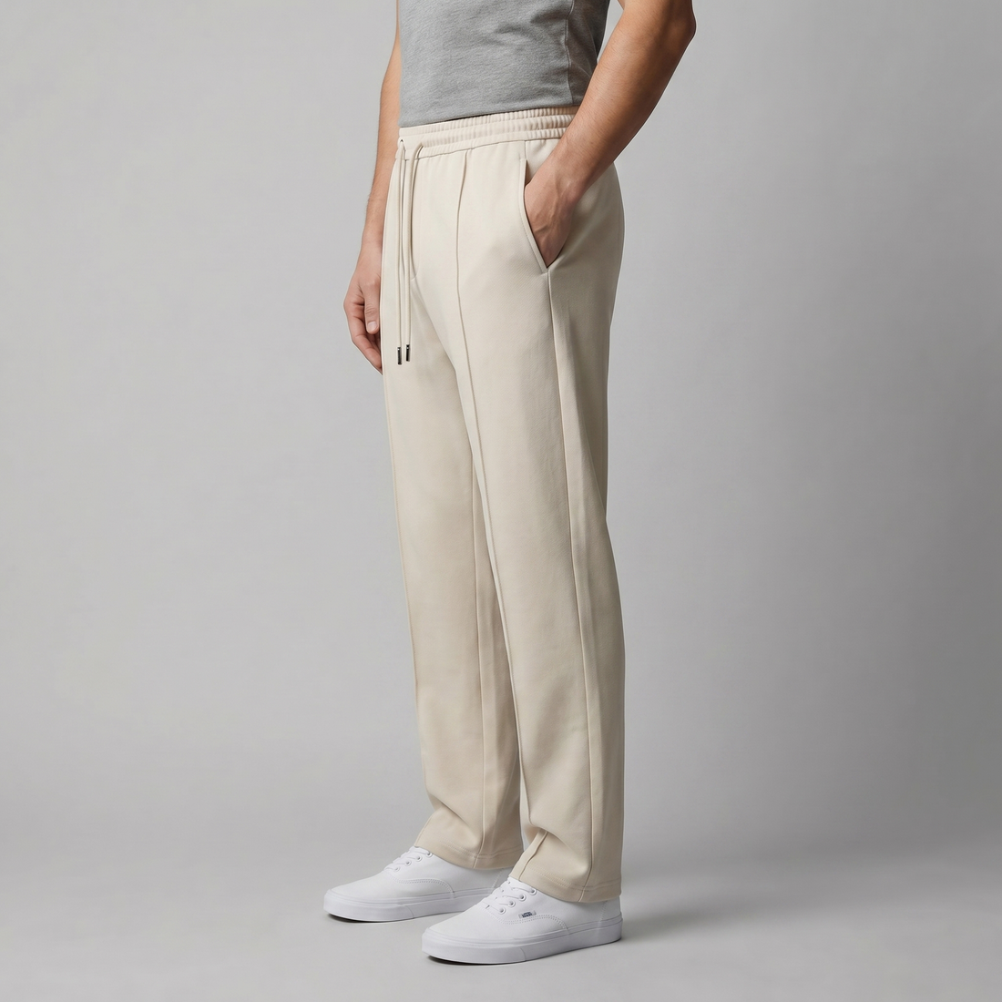 Men's Wide Leg Trousers with Drawstring
