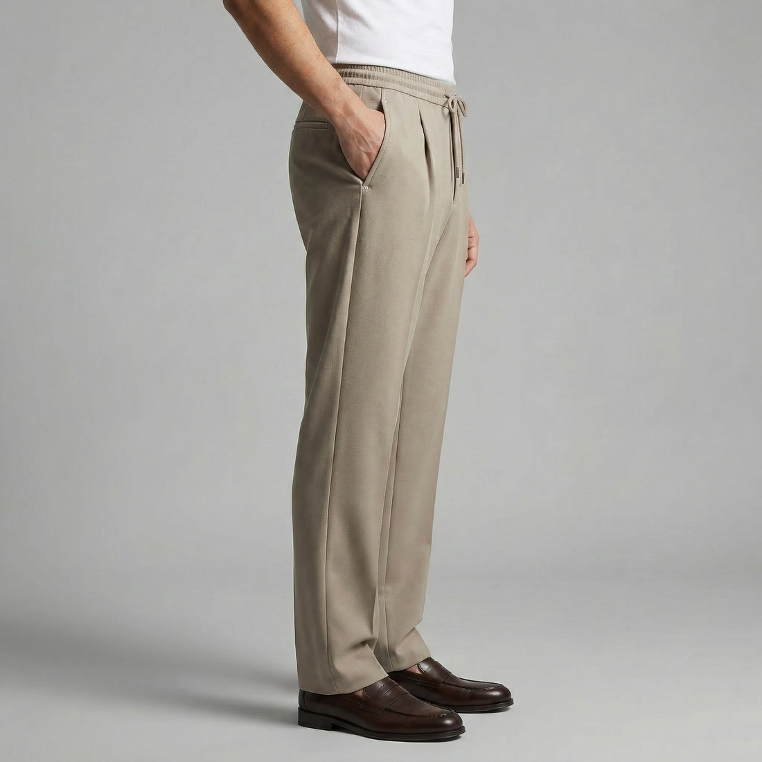 Men's Wide Leg Trousers with Drawstring