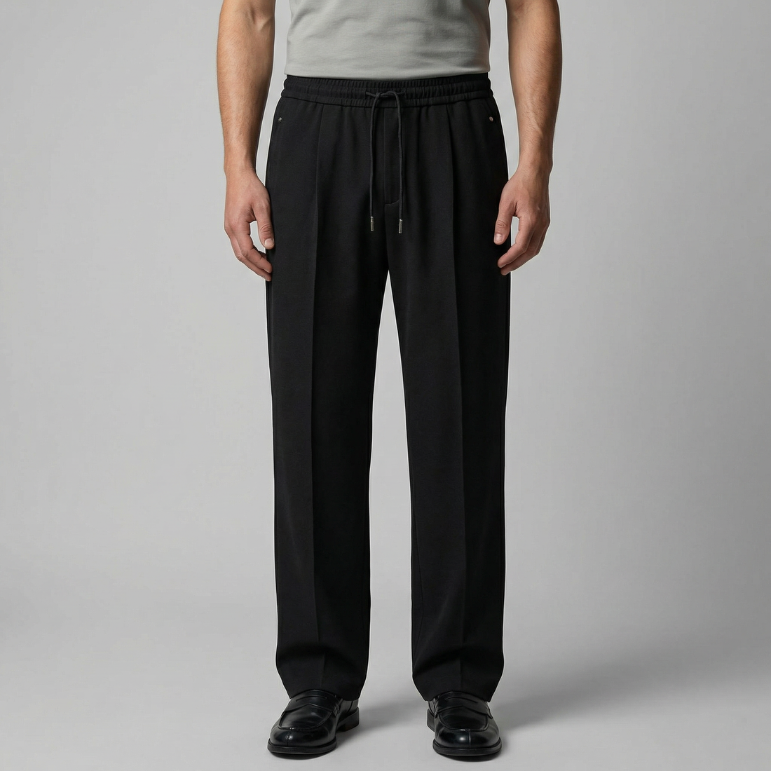 Men's Wide Leg Trousers with Drawstring