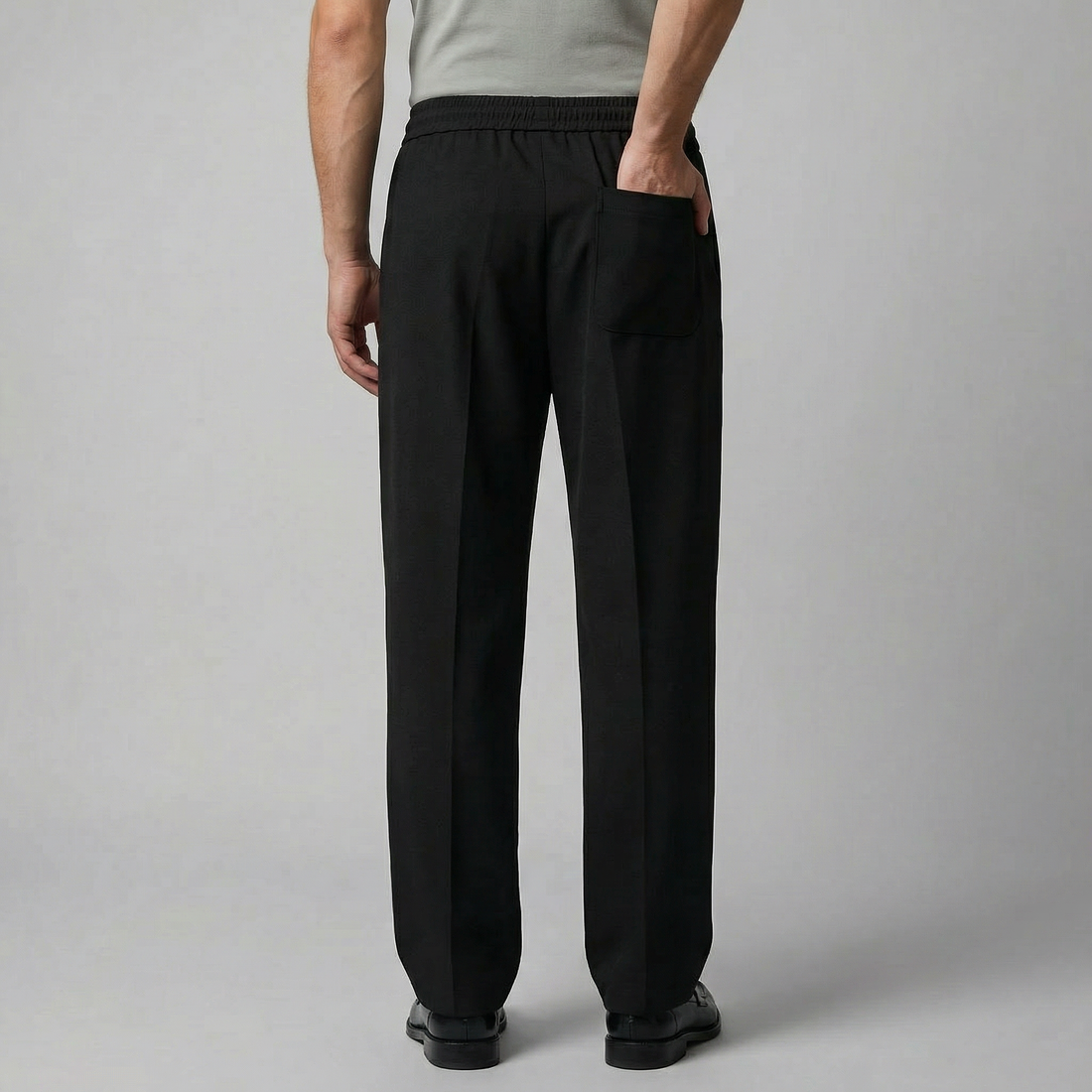 Men's Wide Leg Trousers with Drawstring