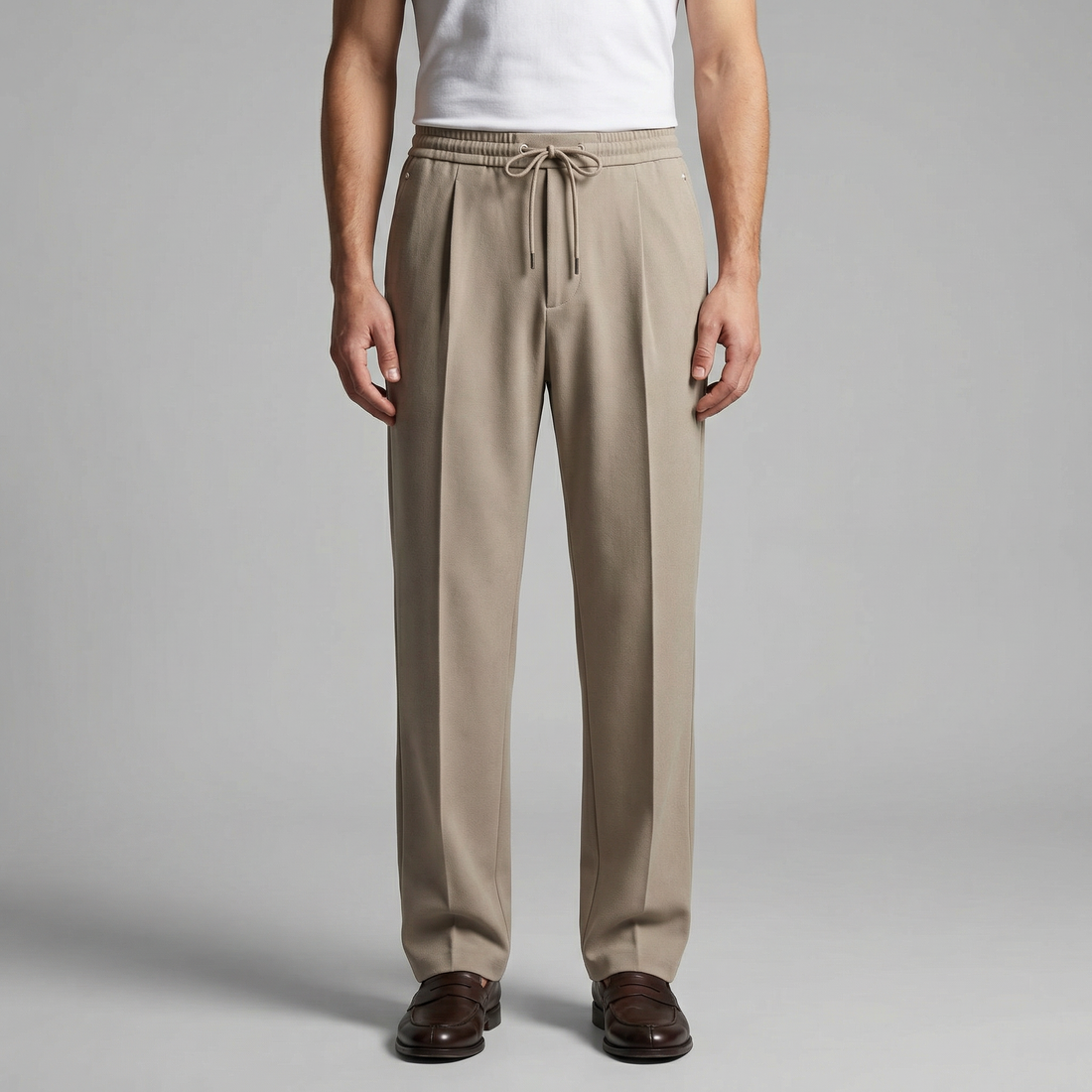 Men's Wide Leg Trousers with Drawstring