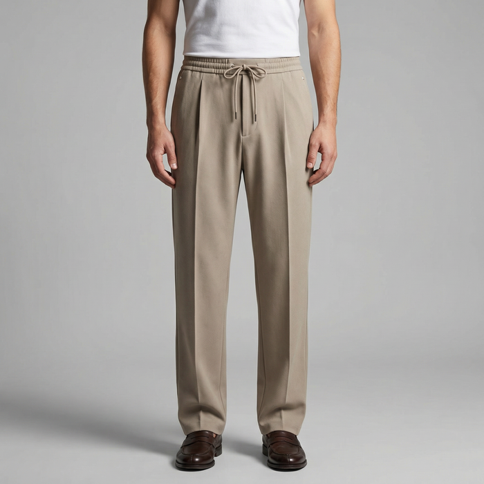 Men's Wide Leg Trousers with Drawstring