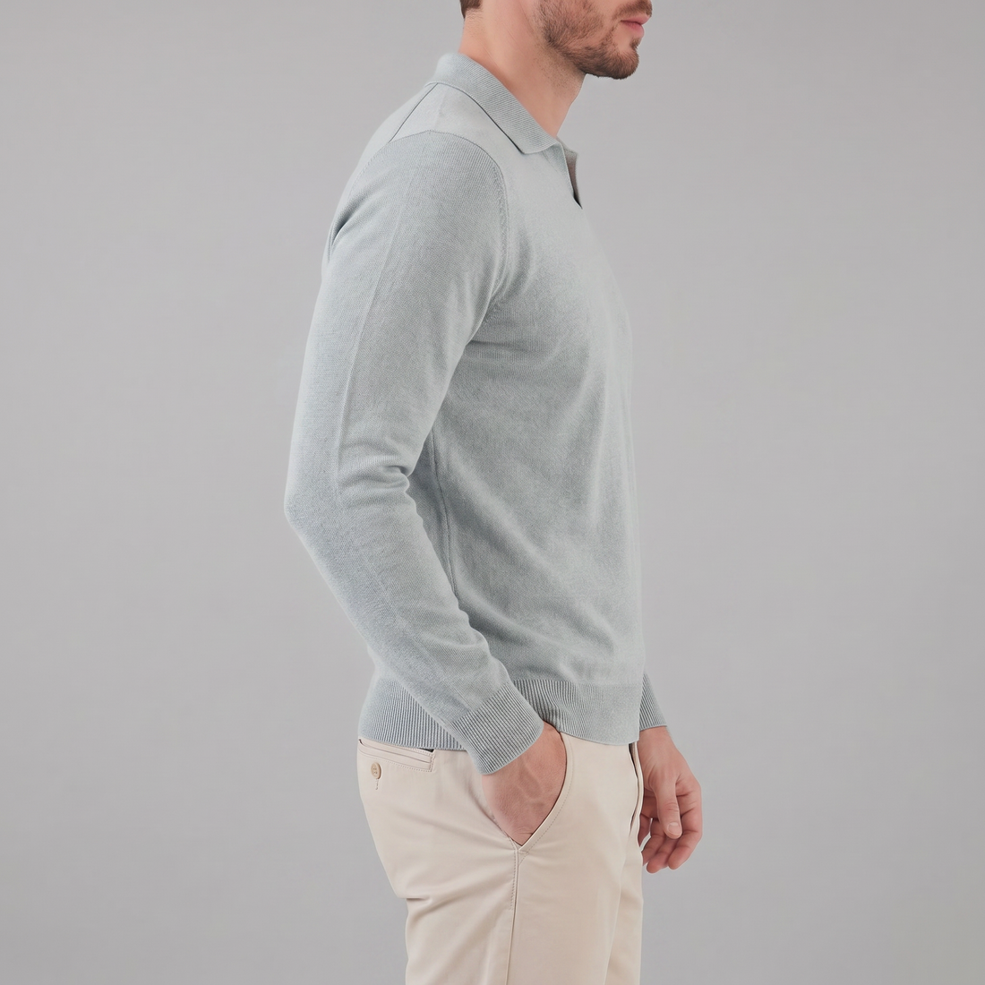 Men's Wool V-Neck Polo