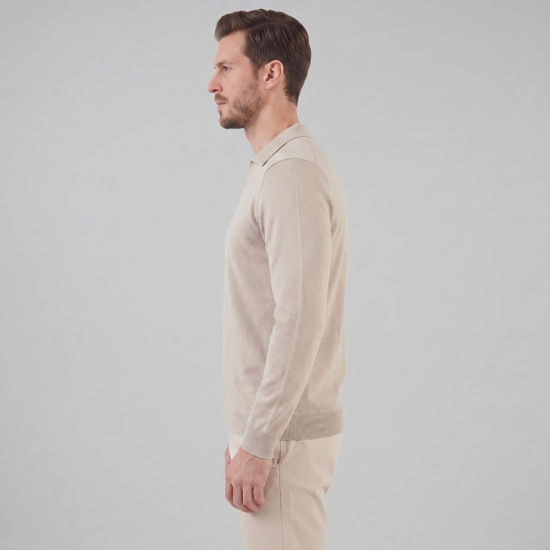 Men's Wool V-Neck Polo