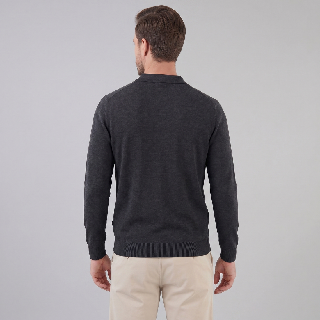 Men's Wool V-Neck Polo