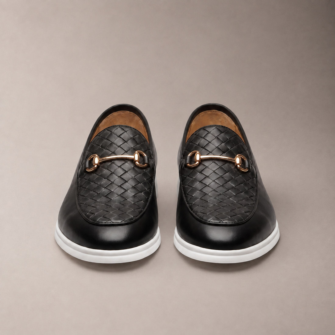 Men's Woven Leather Horsebit Loafers