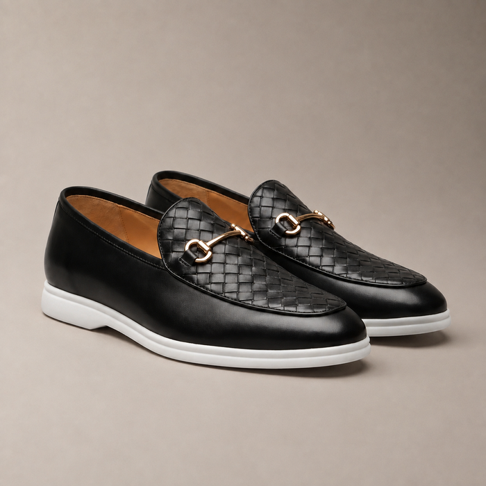 Men's Woven Leather Horsebit Loafers