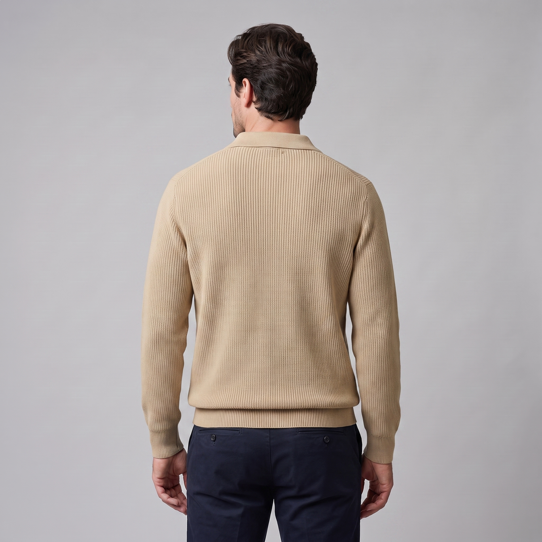 Men's Ribbed Quarter-Zip Polo Sweater