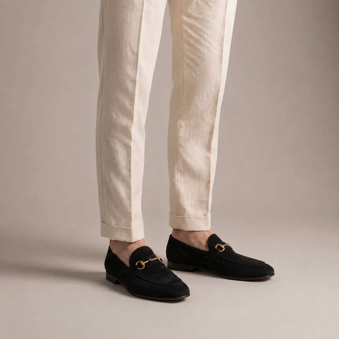 Men's Suede Loafers with Horsebit Detail