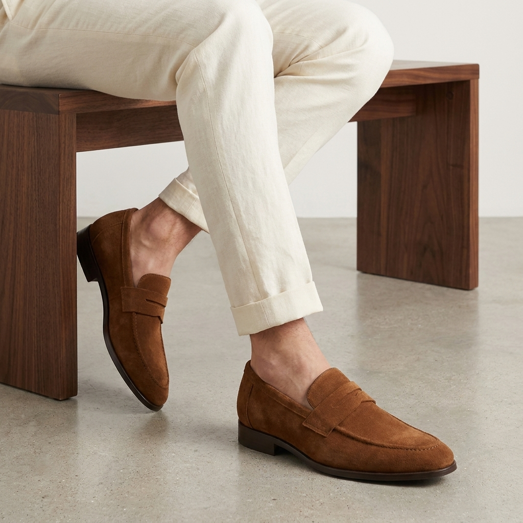 Men's Suede Penny Loafers
