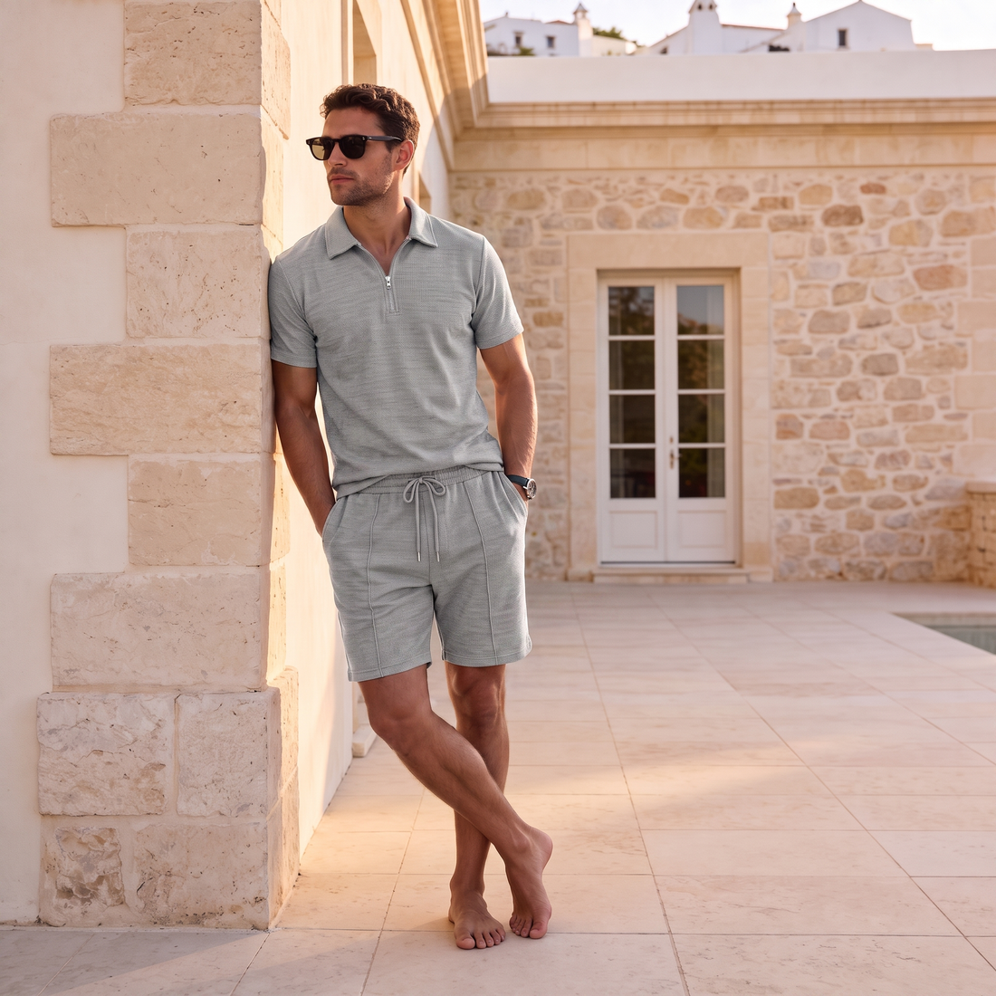 Men's Zip Polo and Shorts Co-ord Set
